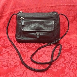 Stone Mountain Black Leather Crossbody Mini Bag